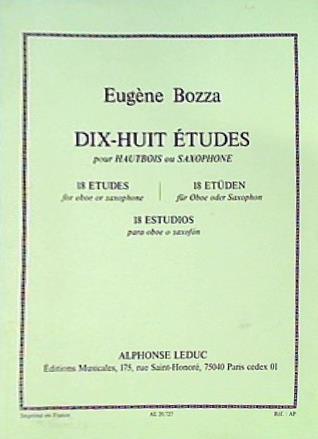 楽譜・スコア Eugène Bozza DIX-HUIT ÉTUDES pour HAUTBOIS ou SAXOPHONE オーボエとサックスのための18曲