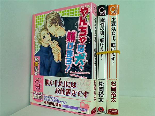躾けますシリーズ やんちゃな犬,躾けます！ など ガッシュ文庫 松岡 裕太 ３点。全ての巻に帯付属。