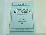 楽譜・スコア ROMANCES SANS PAROLES FAURÉ インターナショナル・ミュージック社