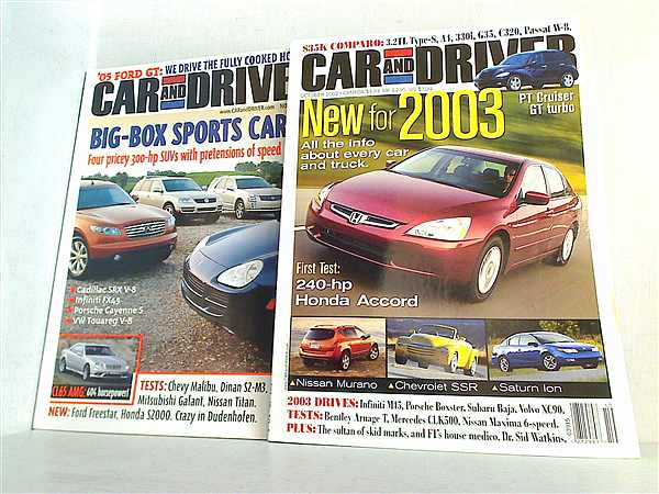 CAR AND DRIVER 2002年 2003年 2005年 2006年 2008年 2009年 ６点。2002年10月号。2003年11月号。2005年7月号。2006年8月号。2008年10月号。2009年10月号。